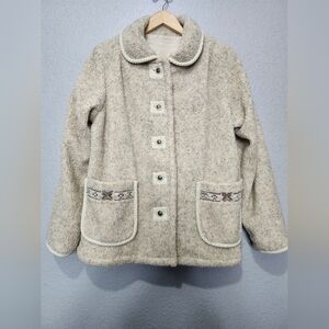 Women's Cream Sherpa Button-Up Jacket